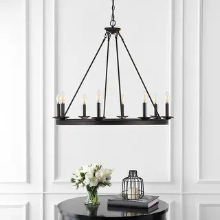 SAFAVIEH Fauna Round 8-light Chandelier - 34" x 34" x 33.5-105.5" - Bronze | Bed Bath & Beyond