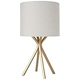 Amazon Brand – Rivet Gold Bedside Table Desk Lamp with Light Bulb - 18 Inches, Linen Shade | Amazon (US)