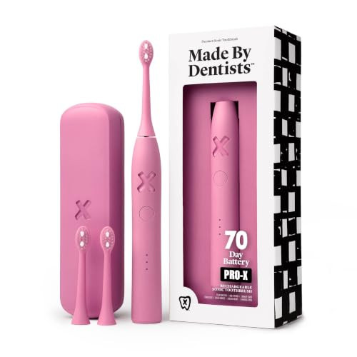 Made by Dentists PRO‑X Sonic Electric Toothbrush for Adults – Dentist‑Designed Whitening Rechargeable Toothbrush, 9 x More Plaque Removal, 70 Day Battery, 3 Modes, Travel Case & Extra Heads, Pink | Amazon (US)