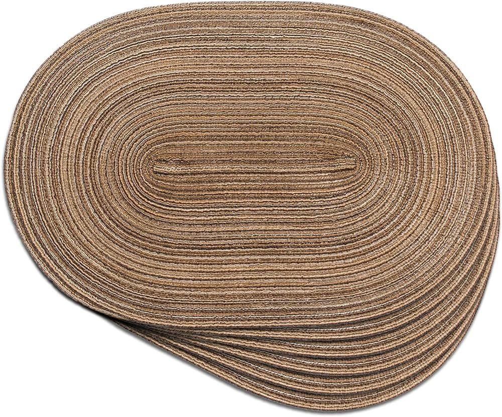Oval Braided Placemats 12x18 Inch Table Mats Set of 6 for Dining Tables Natural Woven Heat Resist... | Amazon (US)