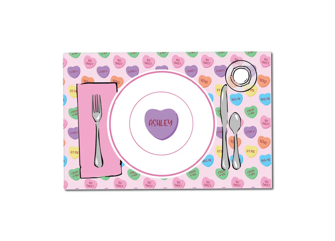 Personalized Valentines Day Placemat Valentines Place Mat for - Etsy | Etsy (US)