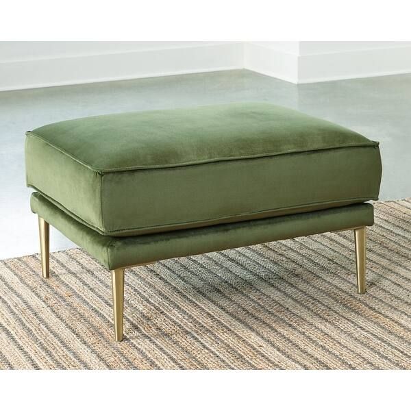Macleary Moss Green Velvet Ottoman w/ Goldtone Metal Legs - On Sale - Overstock - 32008432 | Bed Bath & Beyond
