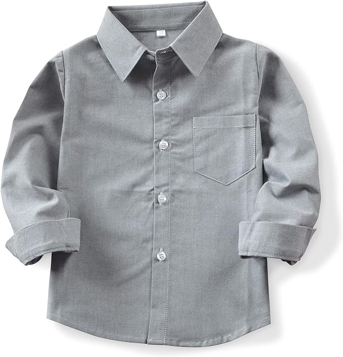 OCHENTA Little Big Boys' & Men's Long Sleeve Button Down Oxford Casual Dress Shirt | Amazon (US)