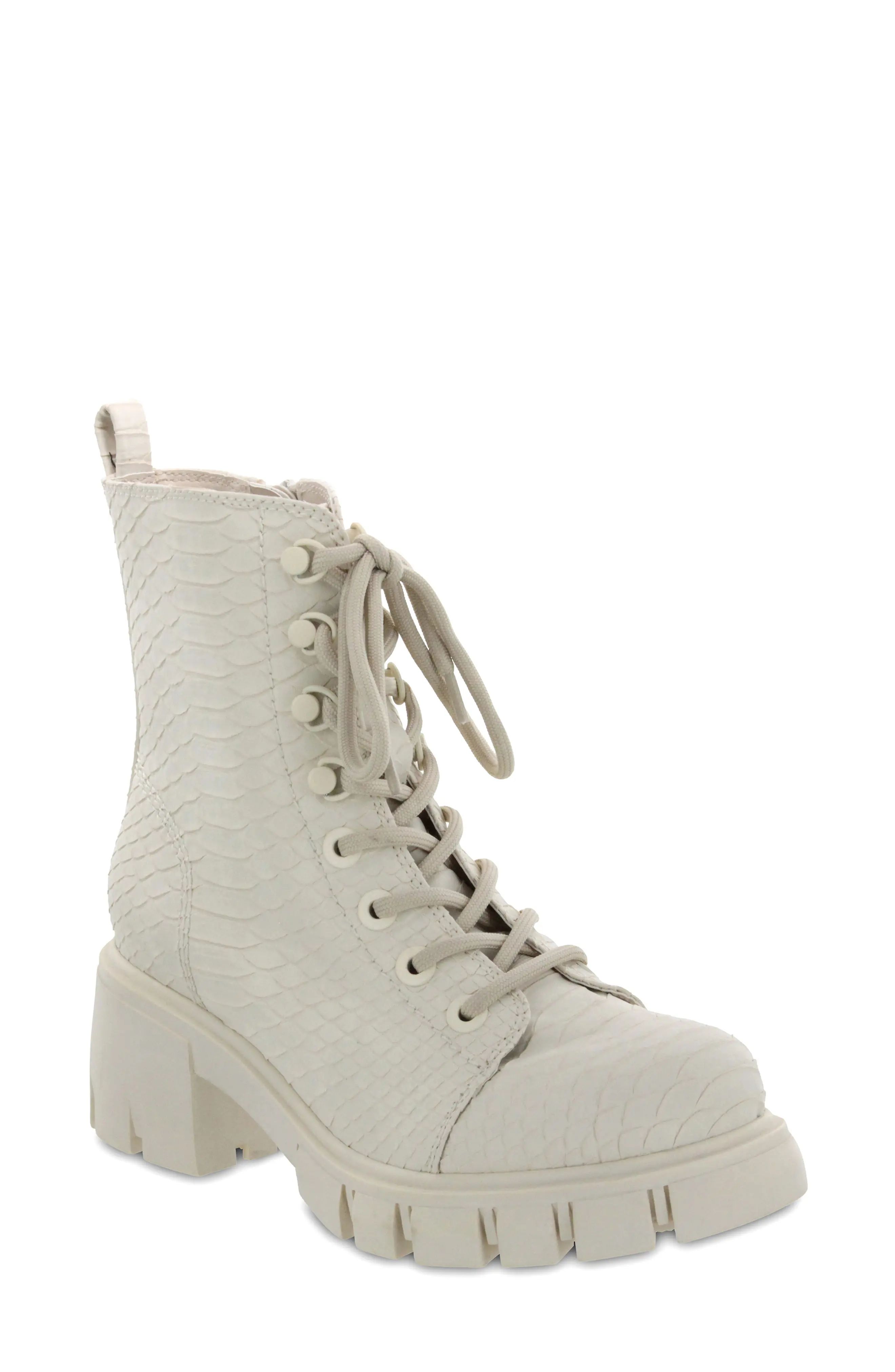 MIA Mila Combat Boot in Ivory Pyth at Nordstrom, Size 8 | Nordstrom