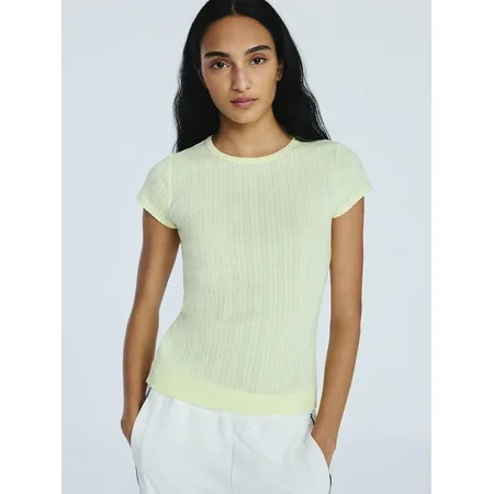 Free Assembly Women's and Women's Plus Pointelle Mini Tee with Short Sleeves, Sizes XS-4X | Walmart (US)