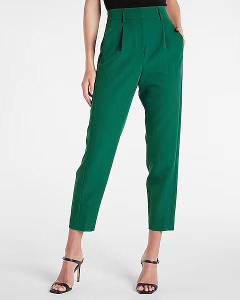 High Waisted Pleated Ankle Pant | Express
