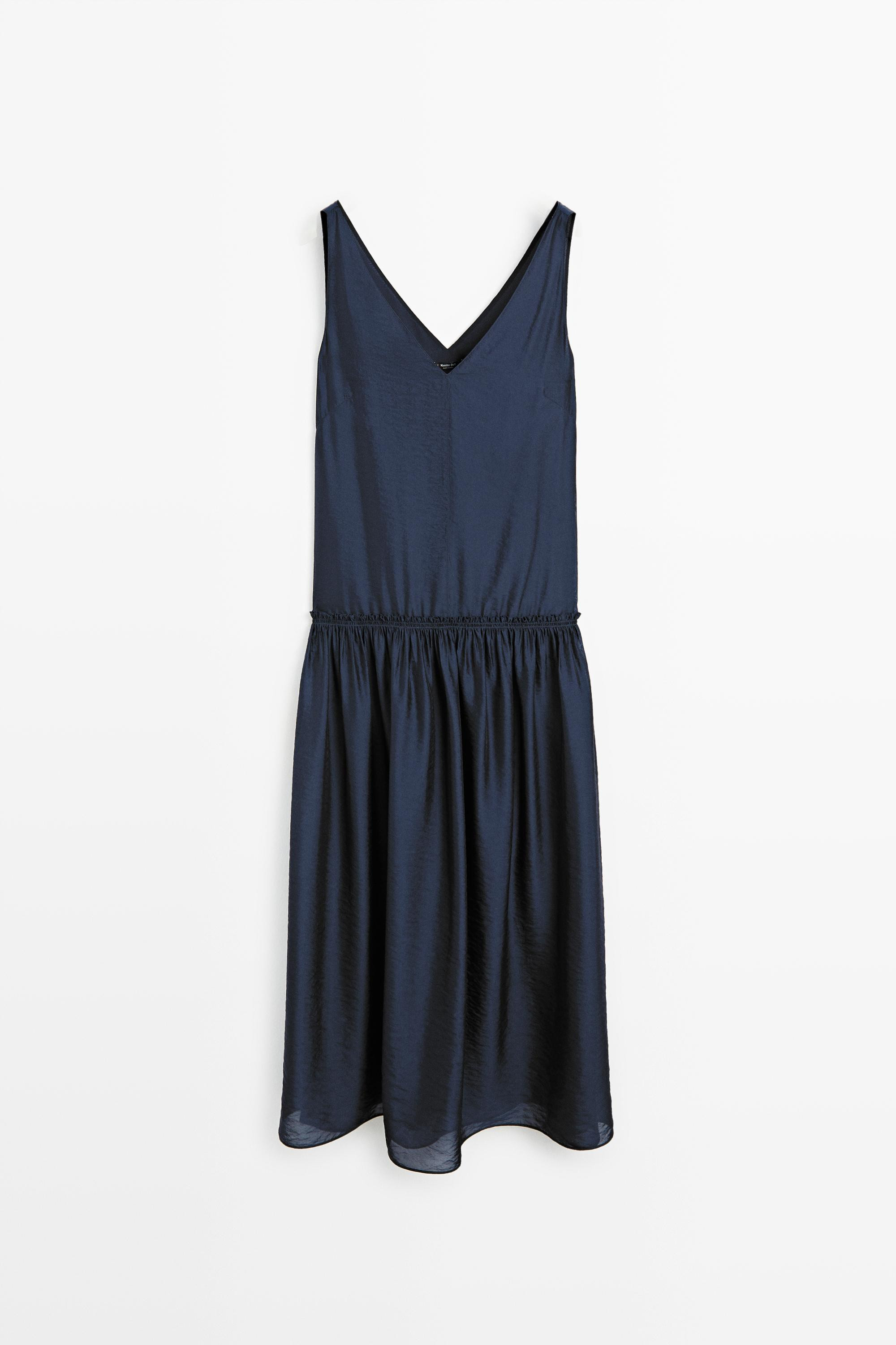 Flowing long flared dress - MEDIUM BLUE | Massimo Dutti US