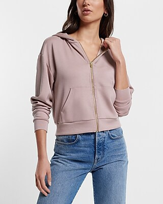 Sueded Scuba Zip Up Hoodie | Express
