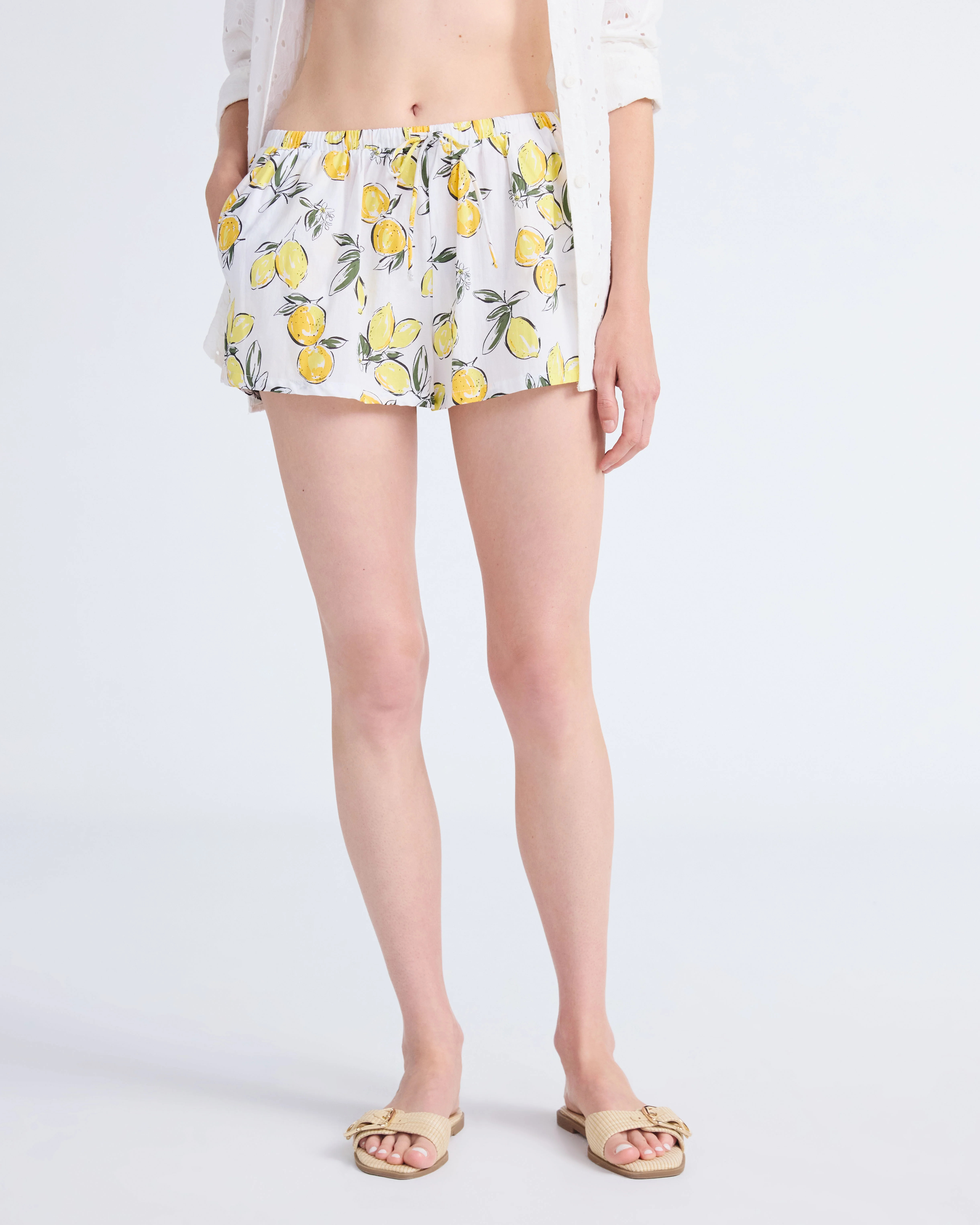 Free Assembly Women's Lemon Cotton Coverup Shorts, Sizes XXS-XXL | Walmart (US)