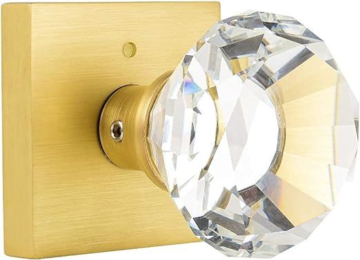HIEMEY Square Glass Crystal Door Knobs Interior, Bedroom and Bathroom Privacy Gold Door Knobs wit... | Amazon (US)