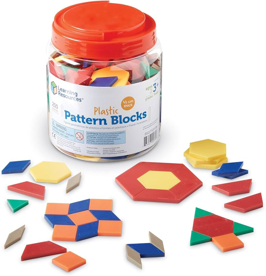 Learning Resources Plastic Pattern Blocks 250 Set - Classroom Must Haves, Math Teaching Tools, Ho... | Amazon (US)