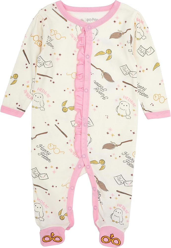 Harry Potter Baby Girls Long-Sleeve Plush Polar Fleece Bodysuit Pajamas - Baby Girl Clothes Print... | Amazon (US)