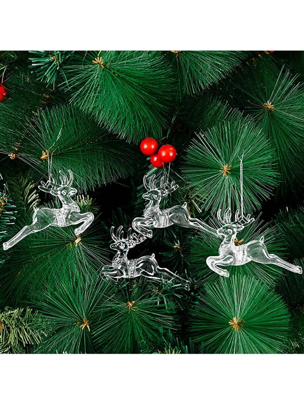 4pcs Clear Deer Shaped Pendant, Creative Christmas Home Decoration Supplies Ornaments For Christm... | SHEIN