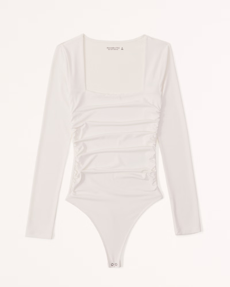 Long-Sleeve Ruched Squareneck Bodysuit | Abercrombie & Fitch (US)