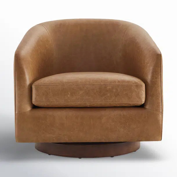 Bennett Genuine Leather Swivel Barrel Chair | Wayfair North America