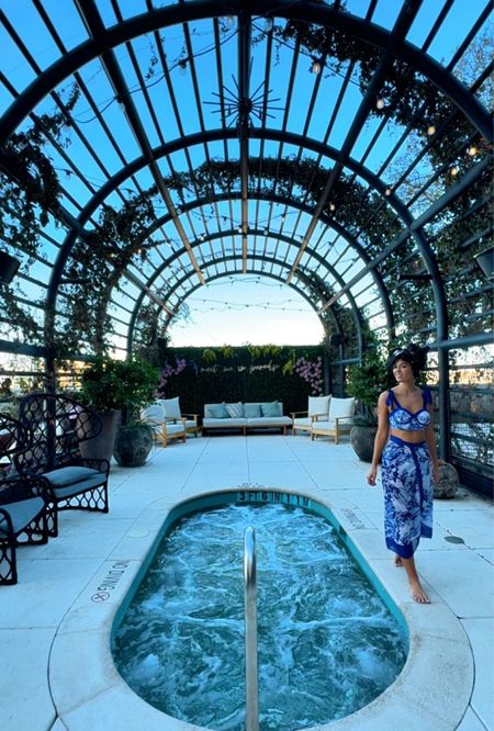 Enjoying a day of pampering at Virgin Hotels Dallas in this blue floral two piece bikini with cover up

- bathing suit, swimsuit, swimwear, resort wear, resort outfit, beach wear, beach outfit, vacation outfit, travel outfit, summer fashion, swimming trends

#LTKtravel #LTKfindsunder100 #LTKfindsunder50 #LTKswim