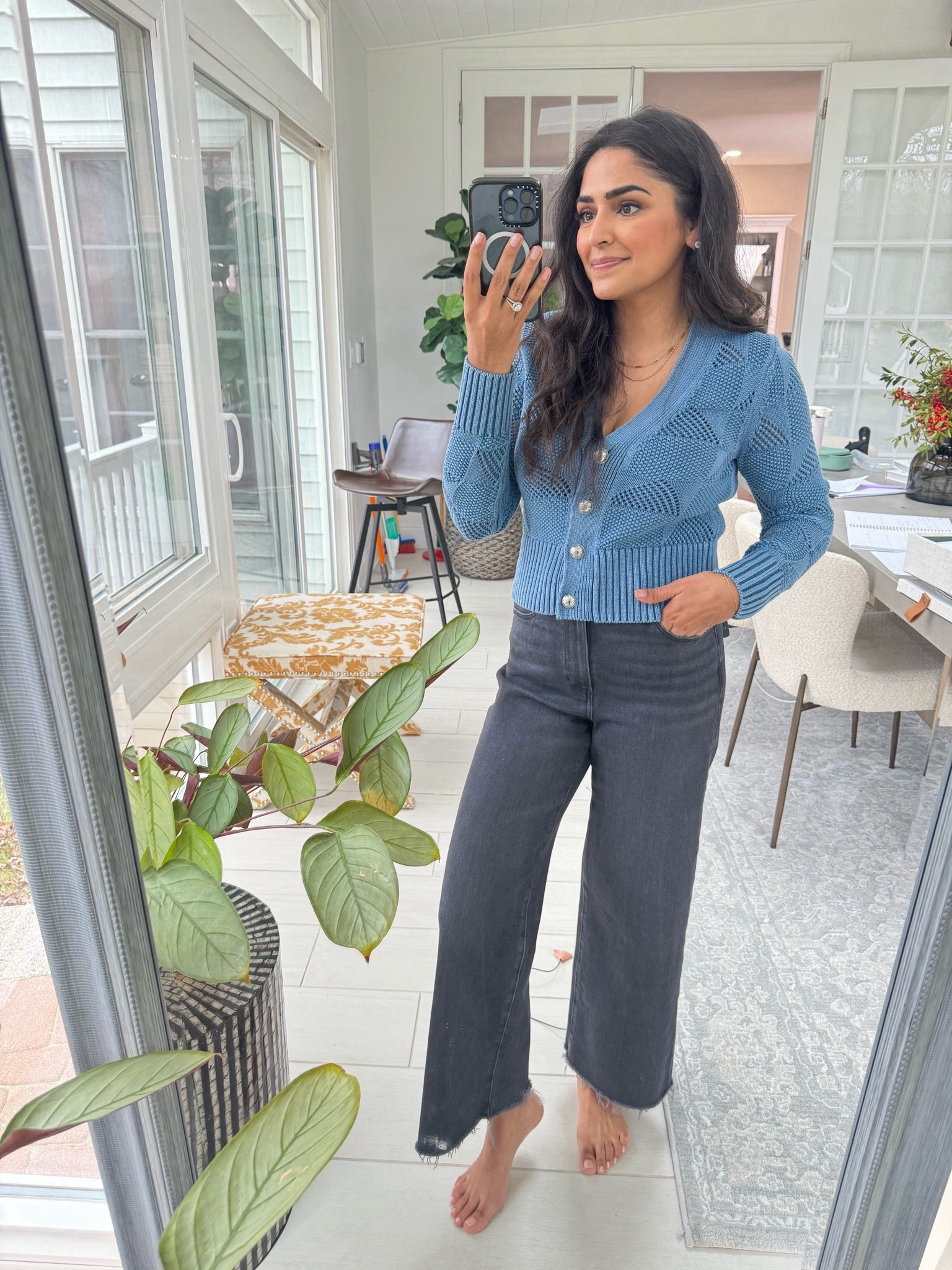 Waited so long for this Veronica beard cardigan to come on sale.!! Love these comfy wide leg jeans too ! 

#LTKHoliday