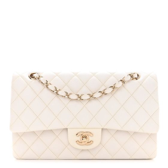 Caviar Quilted Medium Double Flap White | FASHIONPHILE (US)