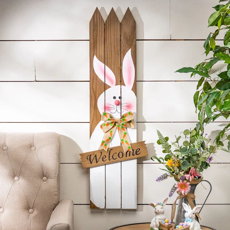 Easter Bunny Welcome Sign Wall Sign | Wayfair North America