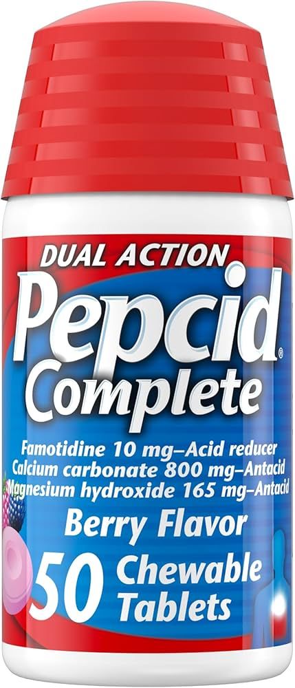 Pepcid Complete Acid Reducer + Antacid Chewable Tablets, Heartburn Relief, Berry, 50 ct (Package ... | Amazon (US)