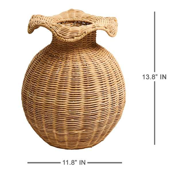 Natural Rattan Scalloped Lip Vase, 13" | At Home