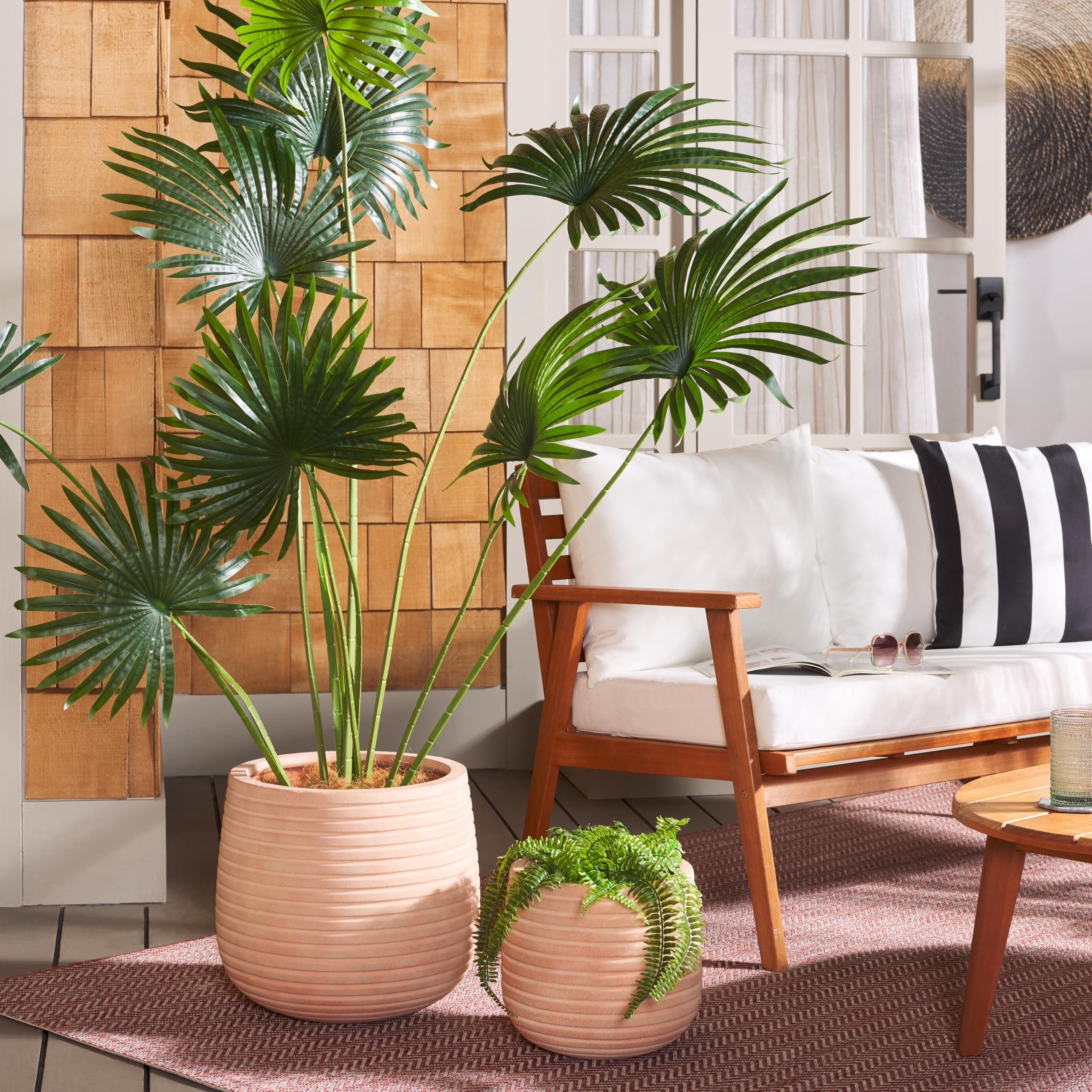 SAFAVIEH Outdoor Collection Jasper Terracotta Cement Ficonstone Planter Pot Set of 2 | Amazon (US)