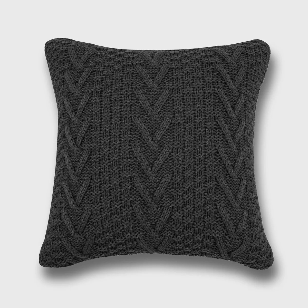 20"x20" Oversize Chunky Sweater Knit Square Throw Pillow Black - Evergrace | Target