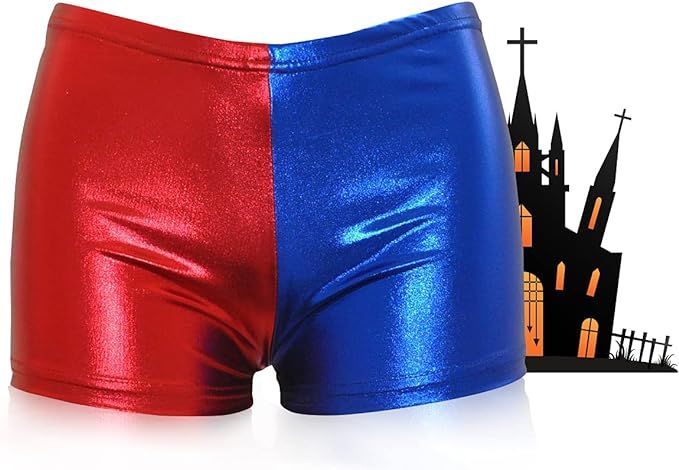 Women Halloween Costume Faux Leather Red and Blue Shorts For Holiday Party Cosplay | Amazon (US)