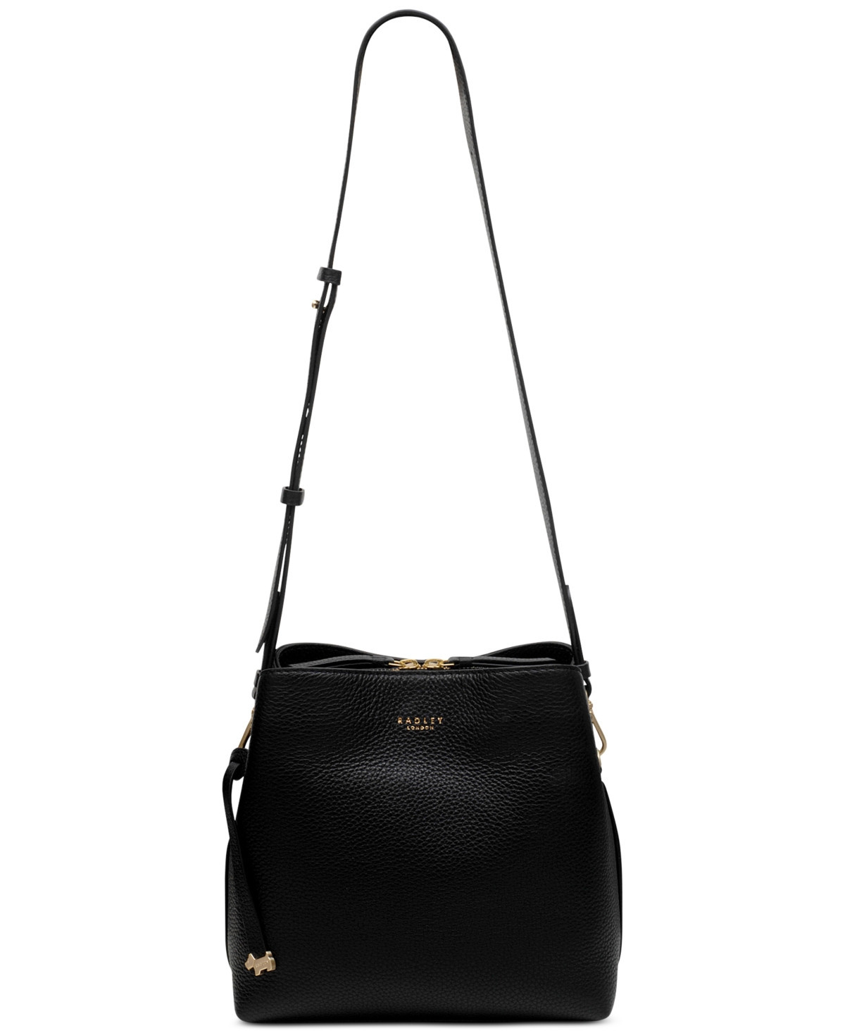 Radley London Dukes Place Medium Pebble Leather Compartment Crossbody - Black/Gold | Macy's