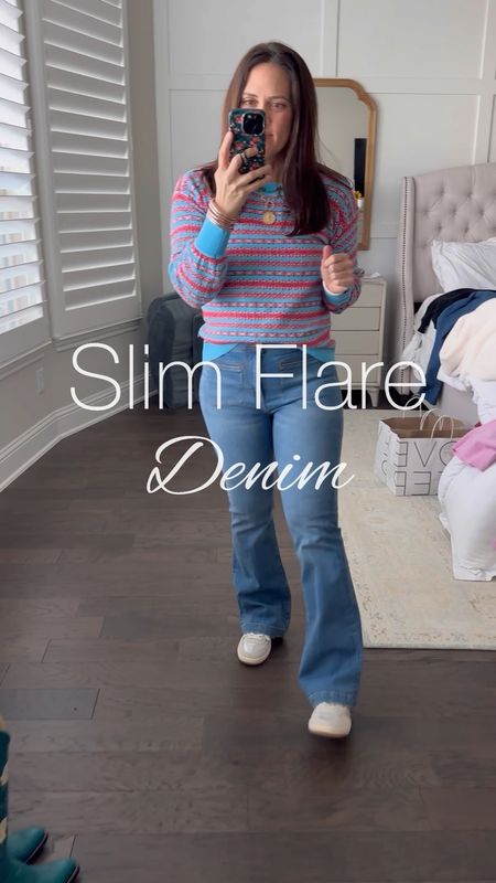 Want to throw the denim flare trend in your closet. Try these slim flare high waist jeans. I love the comfy stretchy fit + the color wash is great!
Denim - wearing 27 /4 
Sweaters TTS 



#LTKsalealert #LTKSeasonal #LTKfindsunder100
