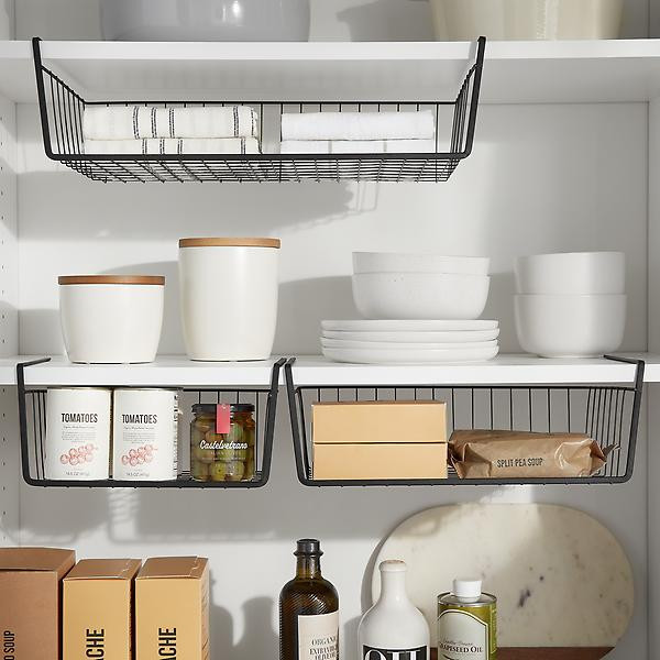 metaltex Medium Undershelf Basket White | The Container Store