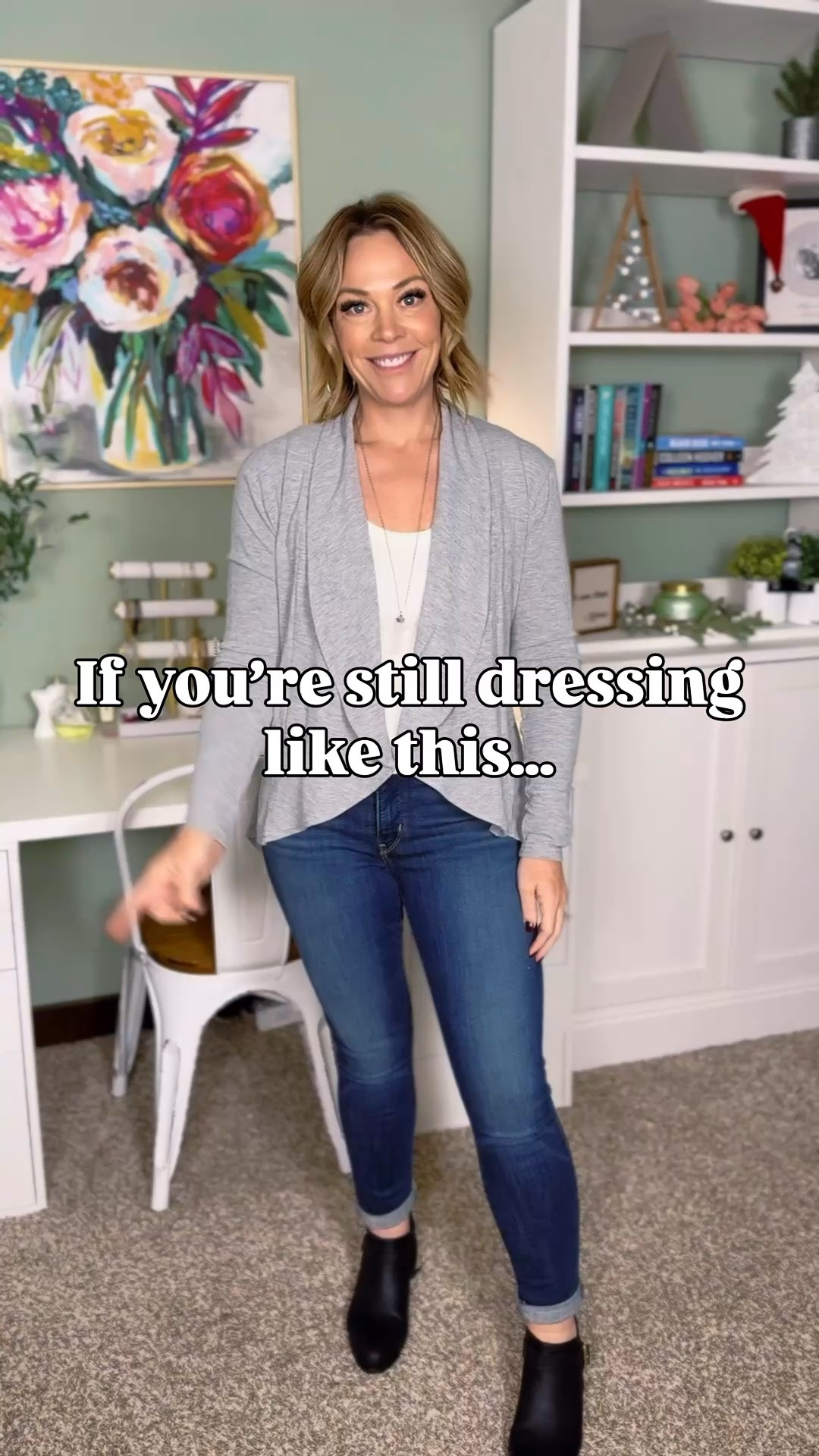 Millennial Mom Uniform Upgrade ✨ Ep. 26

I’m sorry but the skinny jeans + waterfall cardigan combo was giving
“2016 girls night at the chain restaurant by the mall” 😂

So we upgraded.
Out:
❌ skinny jeans fighting for their life
❌ ankle booties that just weren’t doing the outfit any favors anymore
❌ silver jewelry from our statement necklace era
In:
✨ wide-leg jeans that are actually flattering
✨ a Dolly-Parton-inspired denim jacket because this is apparently the most western I’ll ever become 😂
✨ cowgirl boots, matching belt + shoulder bag, gold jewelry… and suddenly I look like the friend who says “just one drink” and accidentally closes down the patio😆

Cute. Comfy. Slightly country. Mildly dangerous. 🤍😂

#millennialmomstyle #girlsnightoutfit #widelegjeans #casualchicstyle #datenightoutfit

#LTKootd #LTKOver40 #LTKgrwm