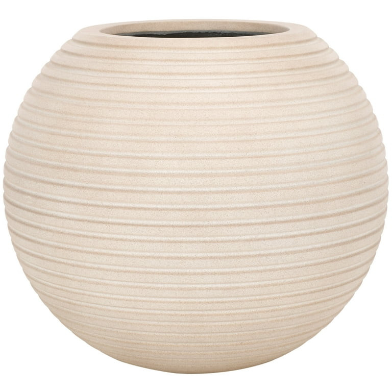 SAFAVIEH Mora 20" x 20" x 18" Round Beige Ficonstone Solid Plant Pot | Walmart (US)