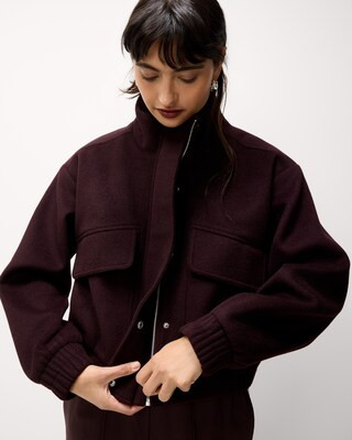 F&F Funnel Neck Zip Up Jacket in Burgundy | Tesco F&F