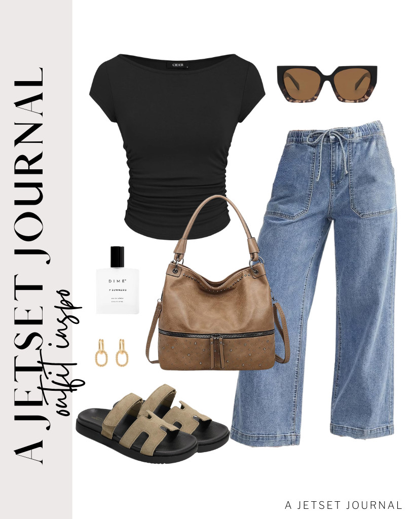 Our last outfit for this collection is a combination of a black CIDER boat-neck top and GRAPENT jeans. This look goes perfectly with Project Cloud’s leather sandals and a vintage shoulder bag. Put on these PAVOI earrings and DIME perfume before heading out.

#LTKSeasonal #LTKSaleAlert #LTKTravel
 

 