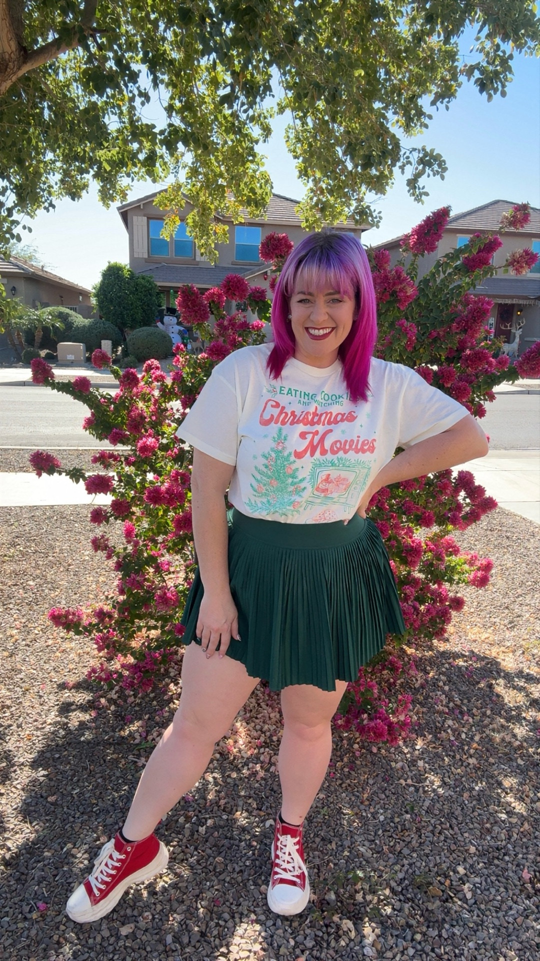 Christmas Outfit casual graphic tee tennis shoes skater skirt 
Size Large Top
Size Large Tee
Size 7.5 shoes

#LTKMidsize #LTKSeasonal #LTKHoliday