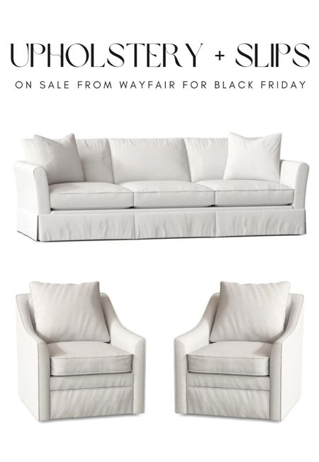 Upholstered accent chairs and slipcovered sofas on major sale for Black Friday from wayfair with over 50 color ways and fabrics to choose from

#LTKCyberweek #LTKhome #LTKsalealert