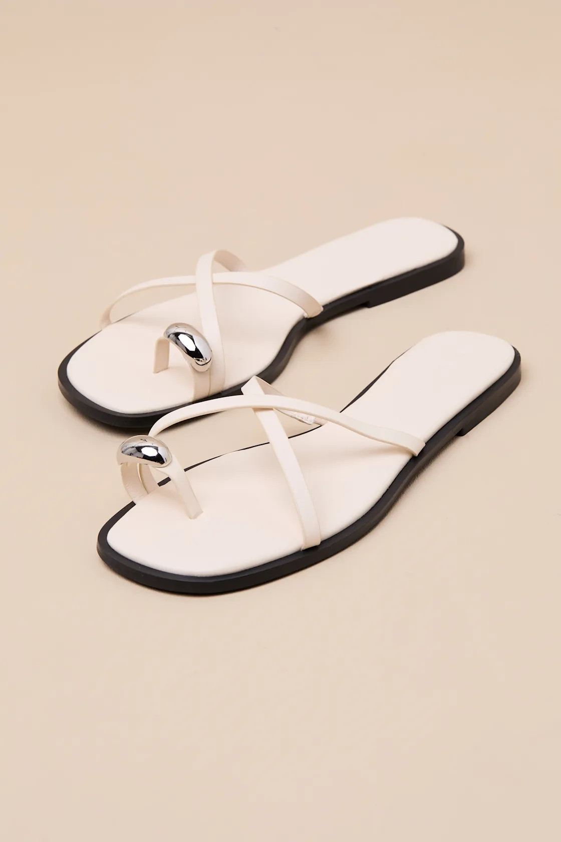 Nya Bone Flat Slide Sandals | Lulus