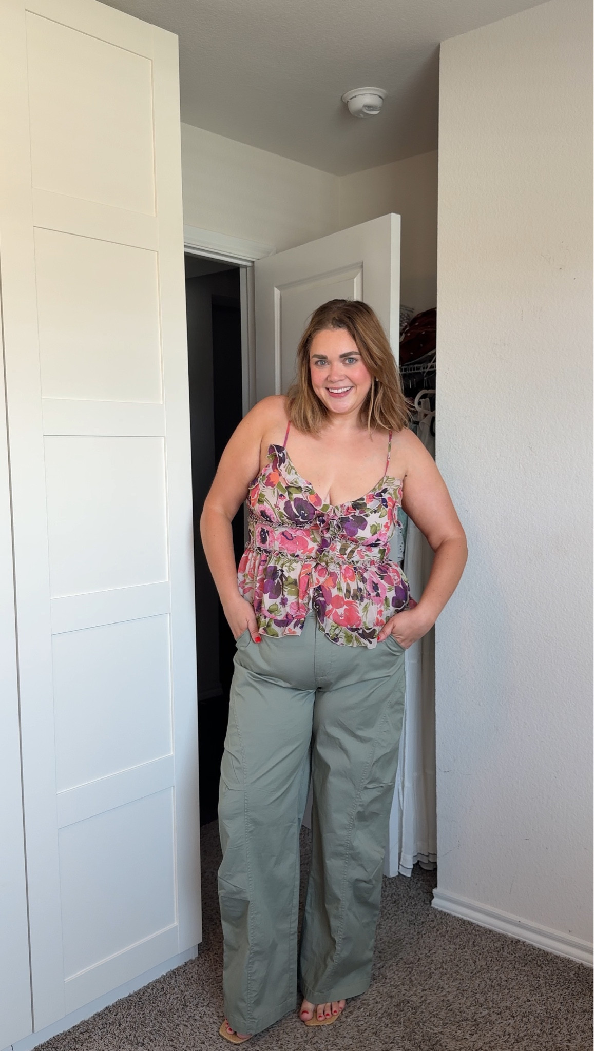 Date night outfit idea wearing large in tank and xl in cargo pants. They have stretch but not super forgiving in the tummy

#LTKPlusSize #LTKMidsize #LTKootd
