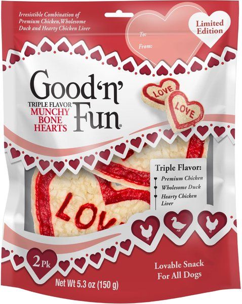 Good‘n’Fun Valentine Munchy Hearts Dog Rawhide Treat, 5.3-oz bag, 2 count - Chewy.com | Chewy.com