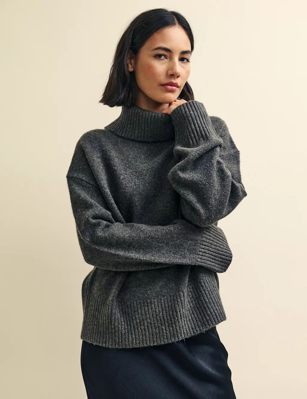 Roll Neck Relaxed Jumper with Wool | Marks & Spencer (UK)