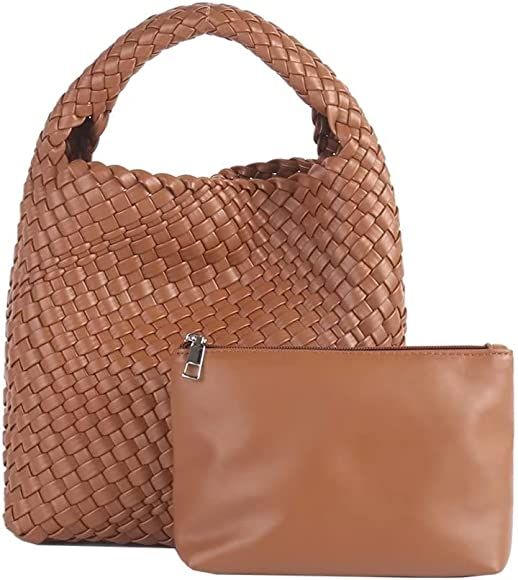Woven Leather Bags for Women Knoted Women Handbag Designer Shoulder Bucket Purse Handmade Fashion... | Amazon (US)