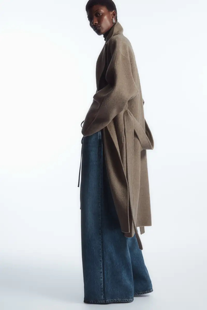 OVERSIZED DOUBLE-BREASTED WOOL COAT - DARK BEIGE - COS | COS UK
