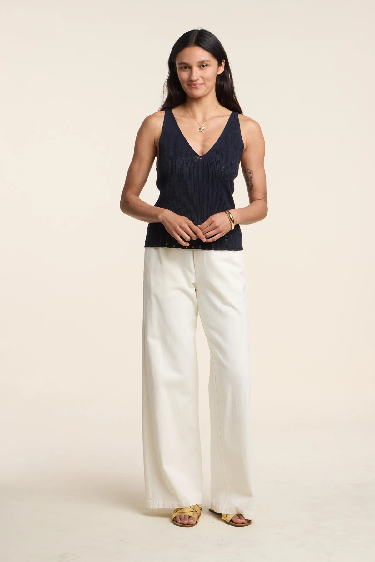 LOUISE COTTON TWILL DENIM WIDE LEG PANT | Velvet by Graham & Spencer