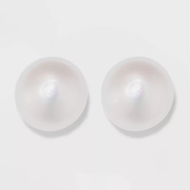 Sterling Silver Freshwater Pearl Stud Fine Jewelry Earrings - A New Day™ Silver/White | Target