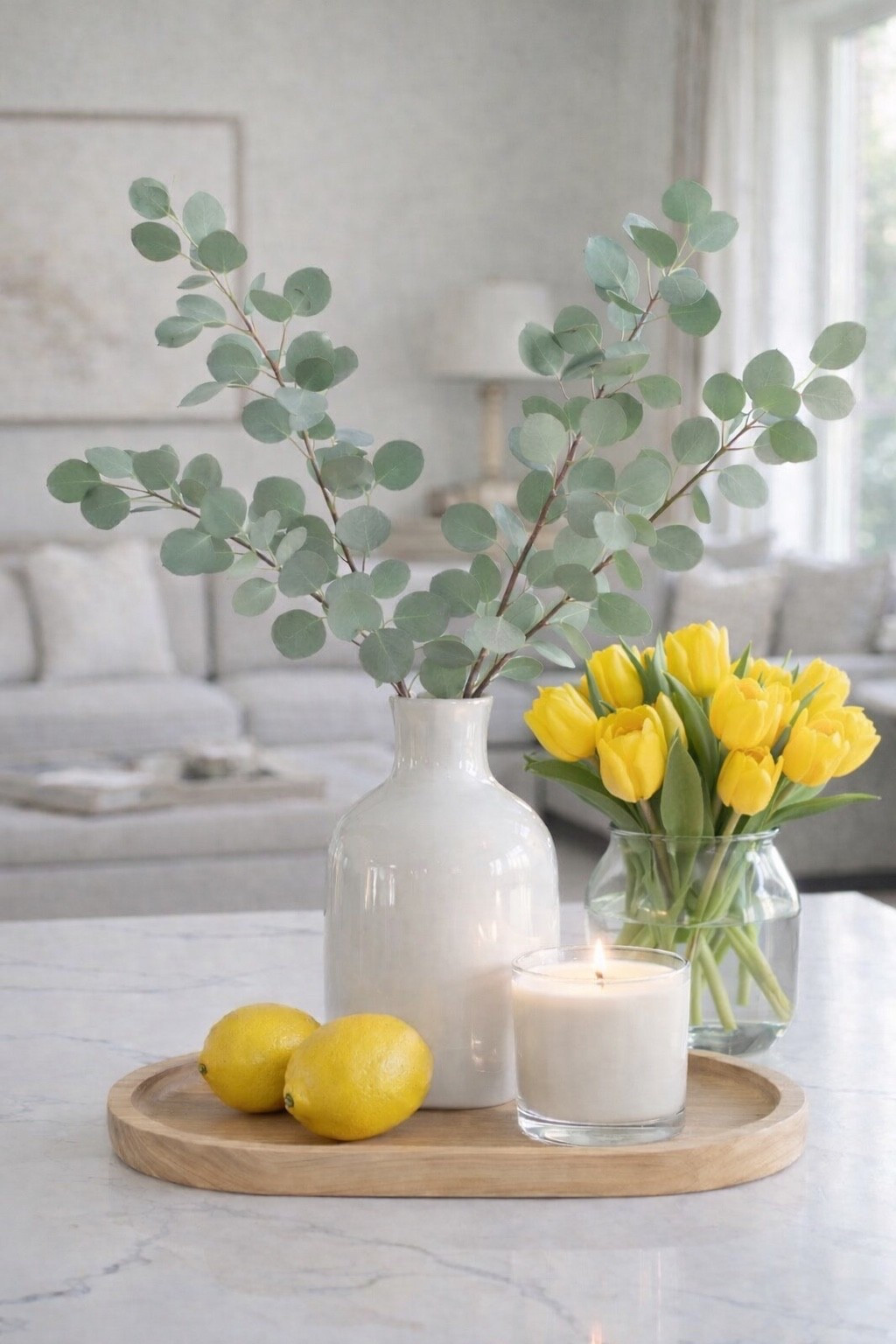 Simple spring kitchen decor with lemons, tulips, and neutral tray styling. Cozy home inspiration from the Soft Hosting Collection.

#LTKSeasonal #LTKOver40 #LTKHome