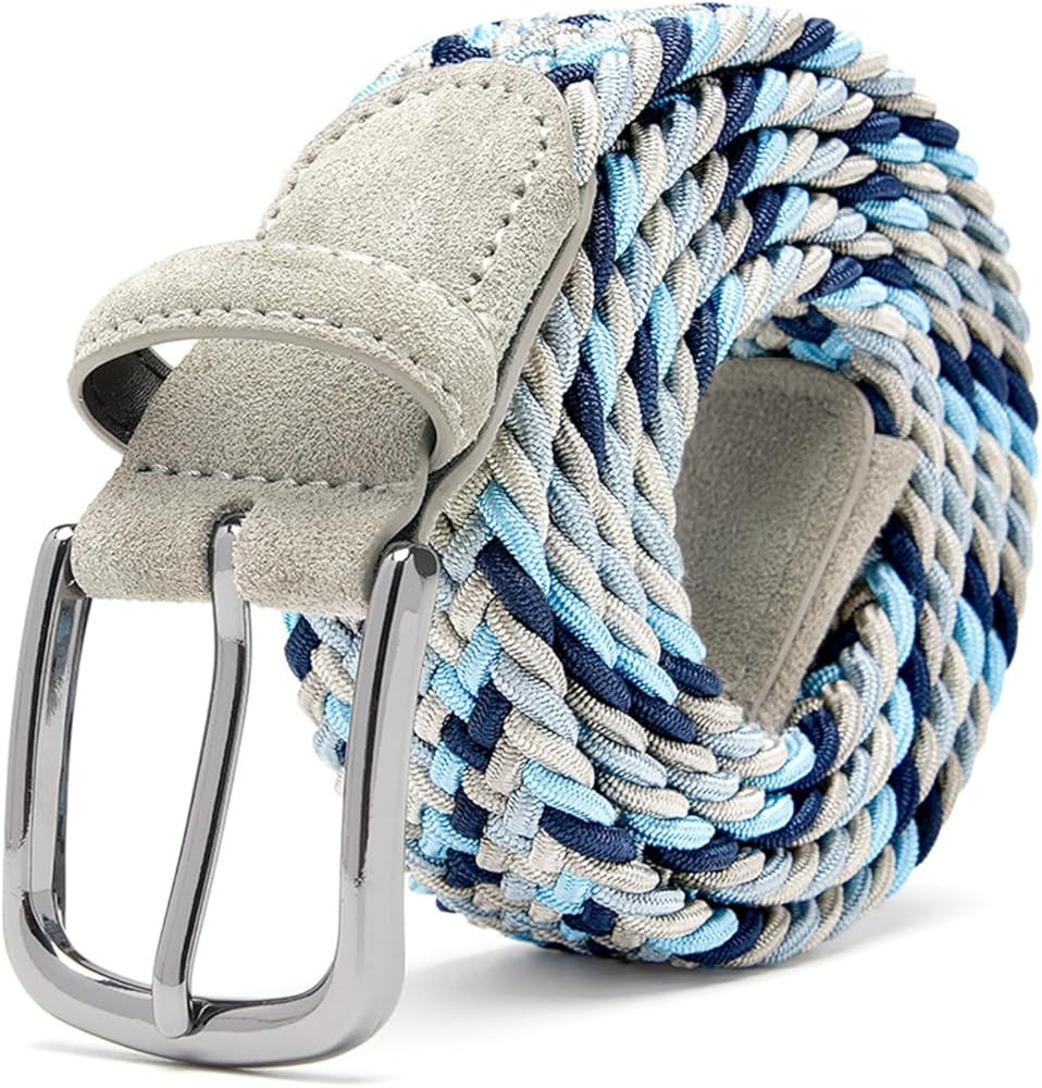 Men's Stretch Braided Elastic Belt for Casual Golf Jeans Dresses with Multicolored 1 3/8" | Amazon (US)