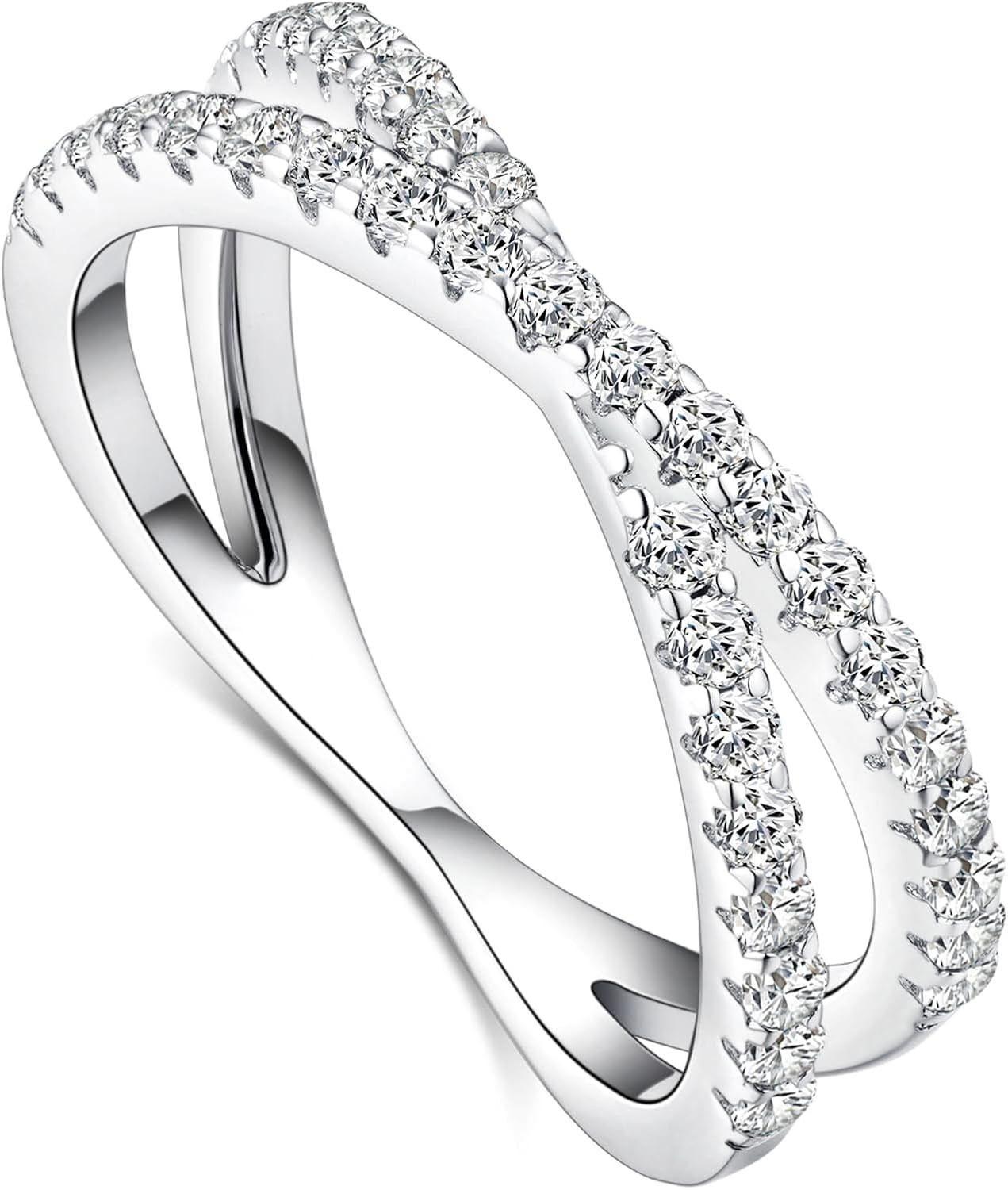 IMOLOVE Moissanite Wedding Bands for Women Criss Cross Eternity Ring 0.54CT | Amazon (US)