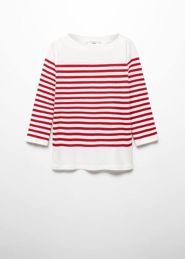 Striped boat-neck t-shirt -  Women | Mango USA | MANGO (US)