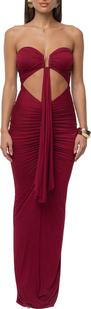 Drape Cutout Strapless Body-Con Maxi Cocktail Dress | Nordstrom